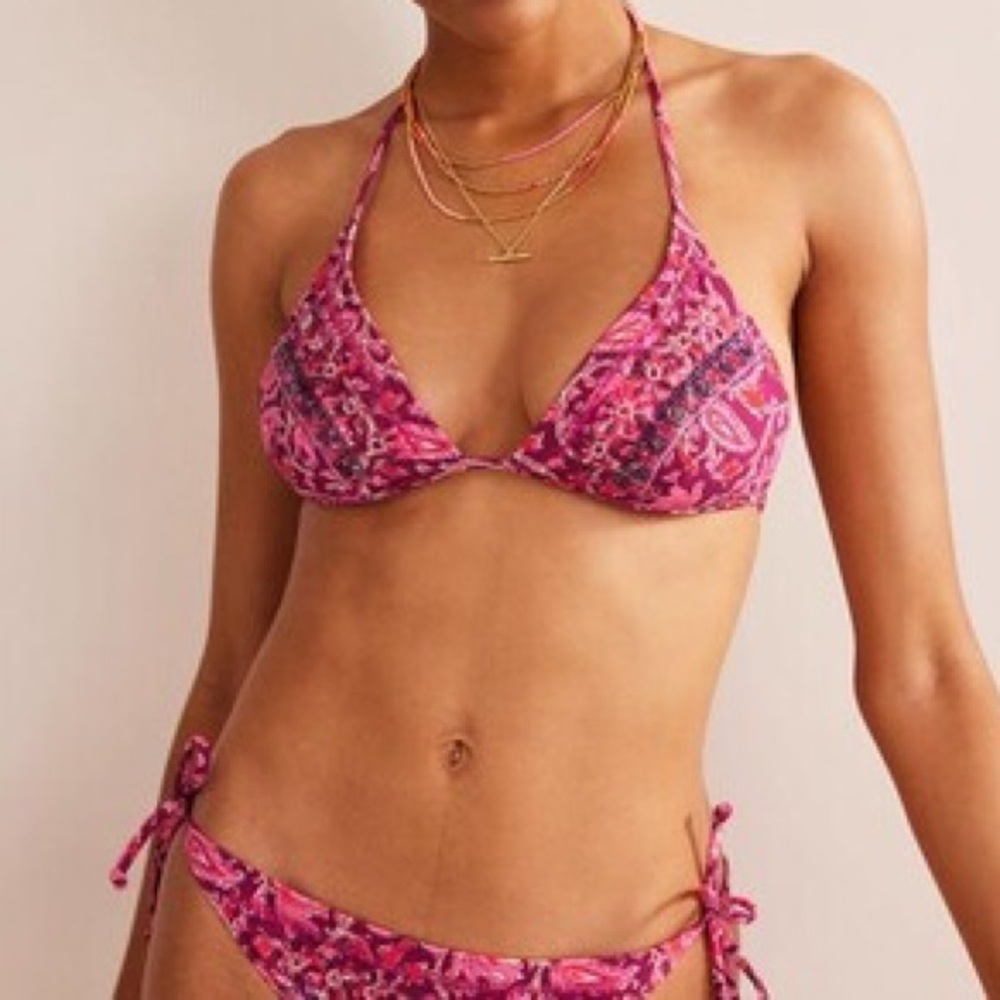 Boden women’s bikini Beaded pink red Embellished set US 14 NWT paisley floral